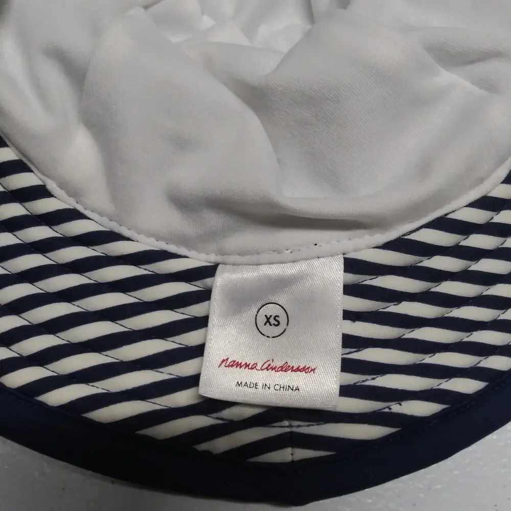 Hanna Andersson Navy Blue Striped Kids Sun Hat Beach Vacation Size XS
